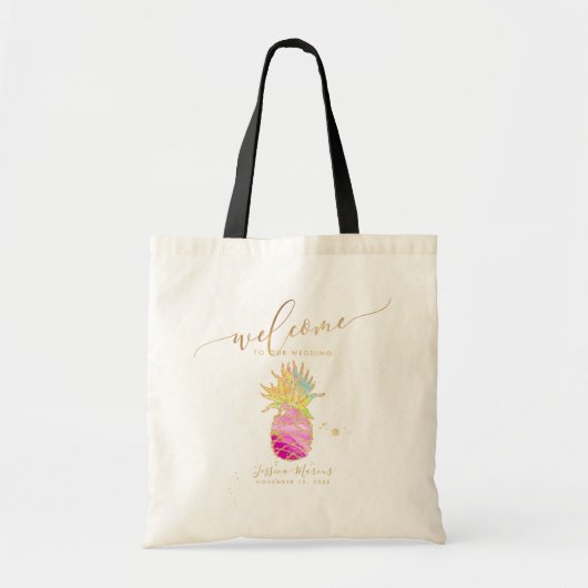 Waterverf Roze ananas Welkomstgeschenken Tote Bag (Voorkant)