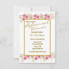 Waterverf Roze Anemone Floral Rehearsal Dinner Kaart