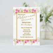 Waterverf Roze Anemone Floral Rehearsal Dinner Kaart (Staand voorkant)