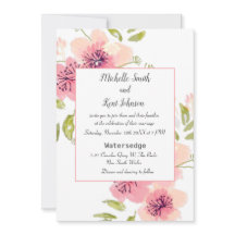 Waterverf Roze Anemone Floral Wedding Invitation
