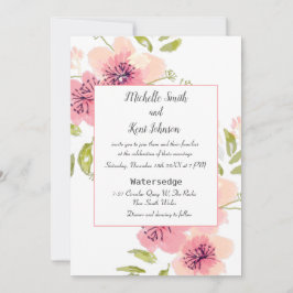 Waterverf Roze Anemone Floral Wedding Invitation Kaart