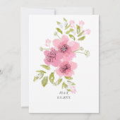 Waterverf Roze Anemone Floral Wedding Invitation Kaart (Achterkant)