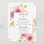 Waterverf Roze Anemone Floral Wedding Invitation Kaart (Voorkant / Achterkant)