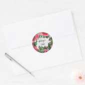 Waterverf Roze Anemone Floral Wedding Ronde Sticker (Envelop)