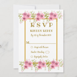 Waterverf Roze Anemone Floral Wedding RSVP-kaart Kaart