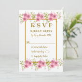 Waterverf Roze Anemone Floral Wedding RSVP-kaart Kaart (Staand voorkant)