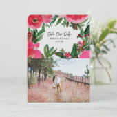 Waterverf Roze Anemone Weddenfoto Save The Date (Staand voorkant)