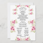 Waterverf Roze Anemone Weddenprogramma & Menu (Voorkant)