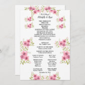 Waterverf Roze Anemone Weddenprogramma & Menu (Voorkant / Achterkant)