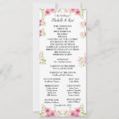 Waterverf Roze Anemone Weddenprogramma & Menu Kaart (Voorkant)