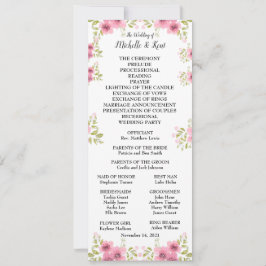 Waterverf Roze Anemone Weddenprogramma & Menu Kaart