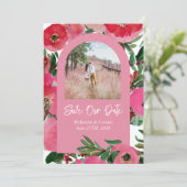 Waterverf Roze Anemone Weddenschap Foto Arch Save The Date (Staand voorkant)