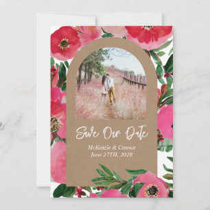 Waterverf Roze Anemone Wedding Cardstock Arch Save The Date