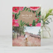 Waterverf Roze Anemone Wedding Cardstock Foto Save The Date (Staand voorkant)