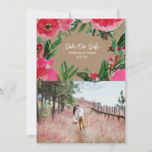 Waterverf Roze Anemone Wedding Cardstock Foto Save The Date