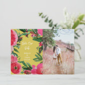 Waterverf Roze Anemone Yellow Weddenfoto Save The Date (Staand voorkant)