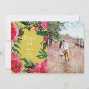 Waterverf Roze Anemone Yellow Weddenfoto Save The Date