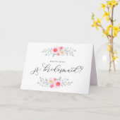 Waterverf roze anemonen zijn mijn JR Bridesmaid Kaart (Gele Bloem)