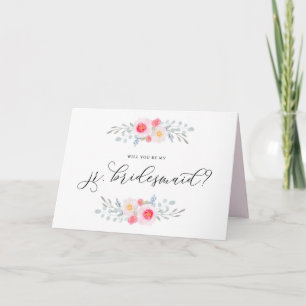 Waterverf roze anemonen zijn mijn JR Bridesmaid Kaart