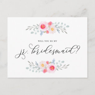 Waterverf roze anemonen zijn mijn JR Bridesmaid Uitnodiging Briefkaart