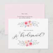 Waterverf roze anemonen zijn mijn JR Bridesmaid Uitnodiging Briefkaart (Voorkant / Achterkant)