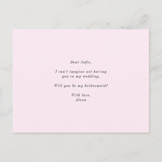 Waterverf roze anemonen zijn mijn JR Bridesmaid Uitnodiging Briefkaart (Achterkant)