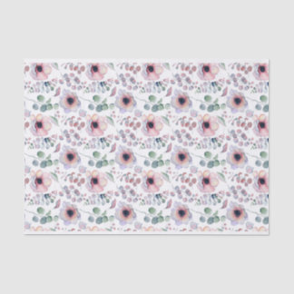 Waterverf Roze Anemoon en Eucalyptuspatroon Tissuepapier