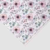 Waterverf Roze Anemoon en Eucalyptuspatroon Tissuepapier (Detail)