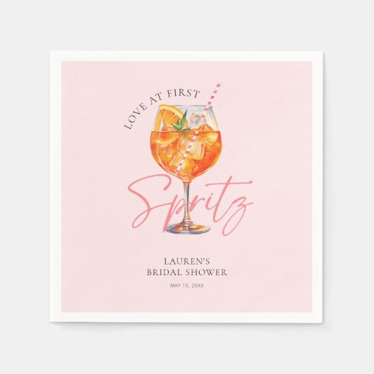 Waterverf Roze Aperol Spritz Bruidsfeestje Servet (Voorkant)