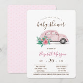 Waterverf roze autowrakken Baby shower Kaart (Voorkant / Achterkant)