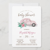 Waterverf roze autowrakken Baby shower Kaart (Voorkant)