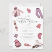 Waterverf roze avontuur begint meisje Baby shower Kaart (Voorkant)