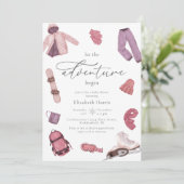 Waterverf roze avontuur begint meisje Baby shower Kaart (Staand voorkant)