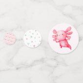 Waterverf Roze Axolotl Verjaardagsfeestje Confetti (Voorkanten)
