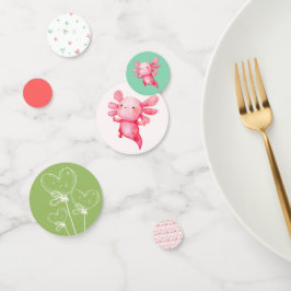 Waterverf Roze Axolotl Verjaardagsfeestje Confetti