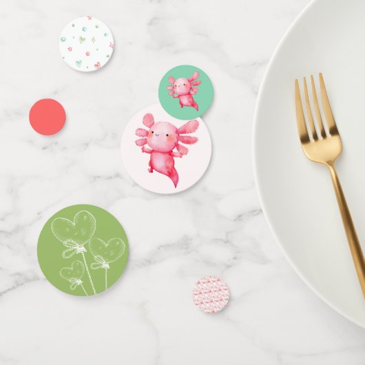 Waterverf Roze Axolotl Verjaardagsfeestje Confetti (Groep)