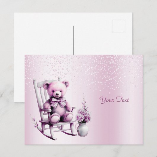 Waterverf Roze Baby Beer Briefkaart (Voorkant / Achterkant)