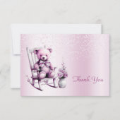 Waterverf Roze Baby Beer Dank u kaart (Voorkant)