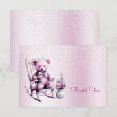 Waterverf Roze Baby Beer Dank u kaart (Voorkant / Achterkant)