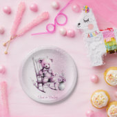 Waterverf Roze Baby Beer Papier Bord (Feest)