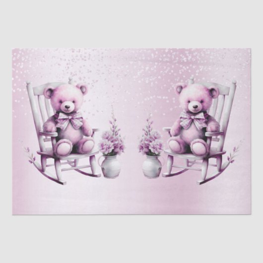 Waterverf Roze Baby Beer tissuepapier (Voorkant)