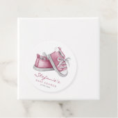 Waterverf Roze Baby Booties Baby shower Bedankjes Labels (In situ)