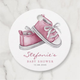 Waterverf Roze Baby Booties Baby shower Bedankjes Labels