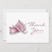 Waterverf Roze Baby Booties Baby shower Bedankkaart (Voorkant)