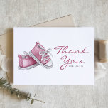 Waterverf Roze Baby Booties Baby shower Bedankkaart<br><div class="desc">Stuur bedankt naar uw gasten met deze aanpasbare baby shower bedankkaart. Het is voorzien van waterverf illustratie van een schattige roze baby schoenen. Personaliseer dit baby shower bedankkaart door uw gegevens toe te voegen. Deze roze waterverf bedankkaart is ideaal voor It's a Girl baby showers.</div>