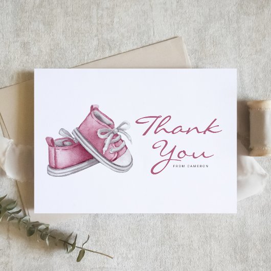 Waterverf Roze Baby Booties Baby shower Bedankkaart