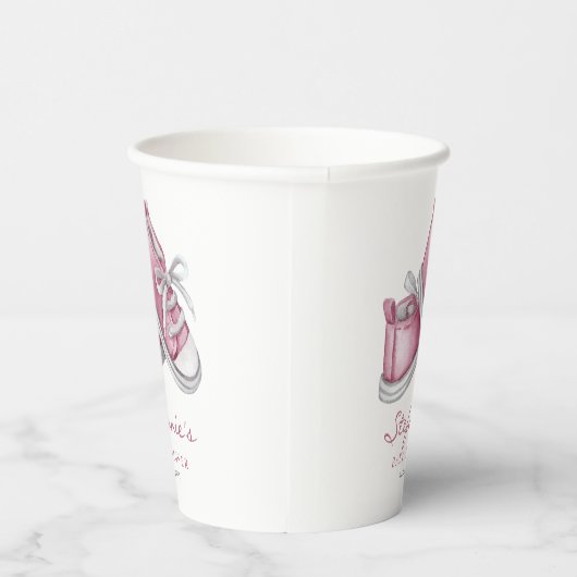 Waterverf Roze Baby Booties Baby shower Papieren Bekers (Rechts)