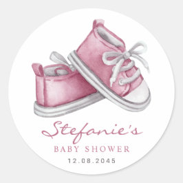 Waterverf Roze Baby Booties Baby shower Ronde Sticker