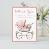  Waterverf Roze Baby Carriage Baby shower Bedankkaart