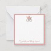Waterverf Roze Baby Carriage Gepersonaliseerd Notitiekaartje (Voorkant)
